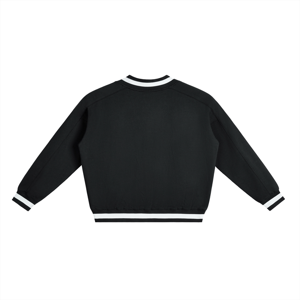 V-Neck Contrast Collar Boxy Sweatshirt Its All LOVE