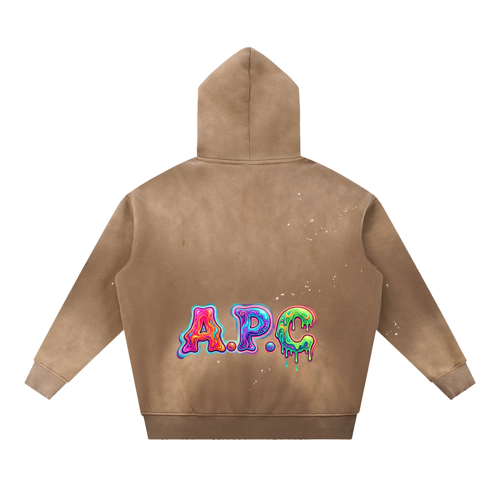Vintage Washed Frayed Fleece Hoodie APC SHROOMIE