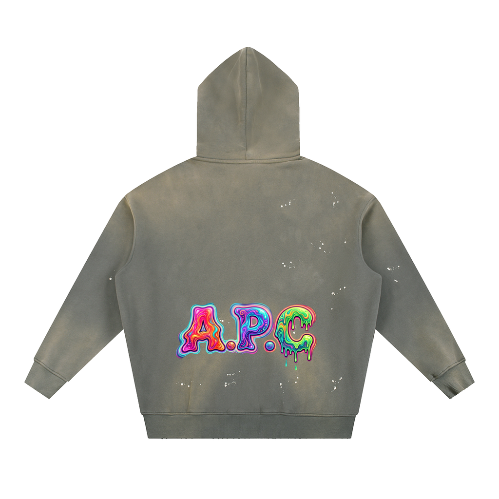 Vintage Washed Frayed Fleece Hoodie APC SHROOMIE