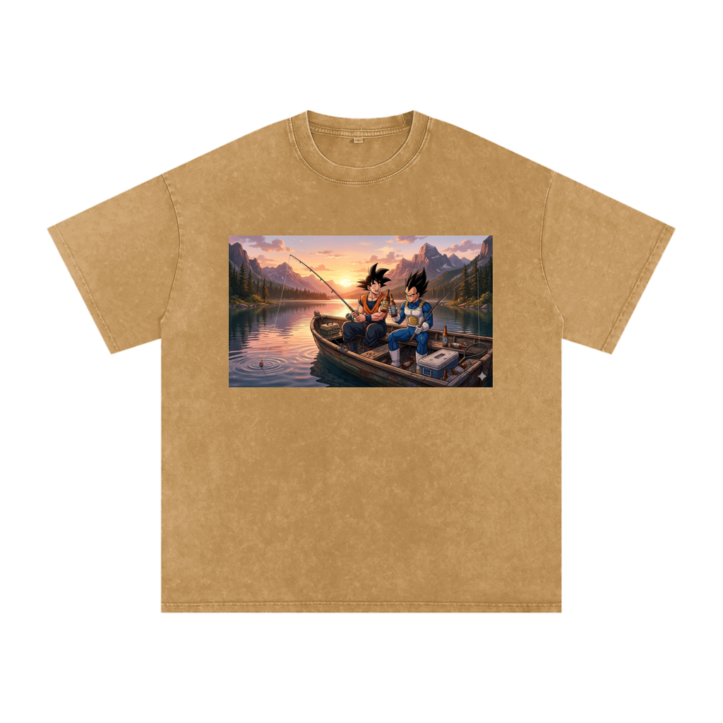 Snow Washed Oversized Cotton T-Shirt DBZ